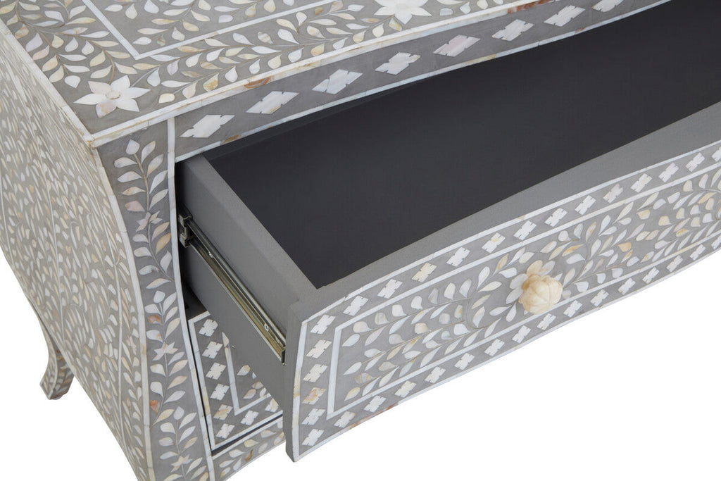 Orsina Mother of Pearl Inlay 2-Drawer Chest – Mango Wood & Grey