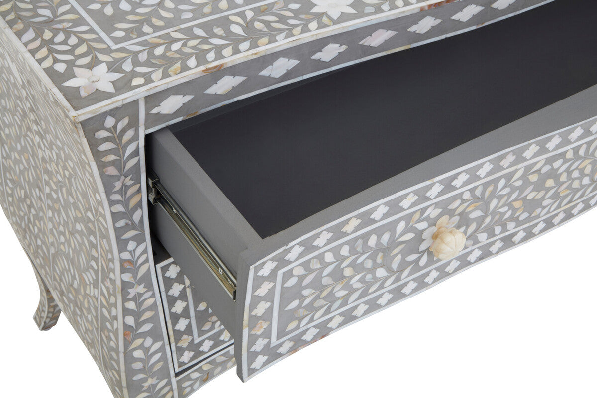 Orsina Mother of Pearl Inlay 2-Drawer Chest – Mango Wood & Grey