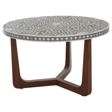 Orsina Fusion Round Mother of Pearl Floral Inlay Coffee Table