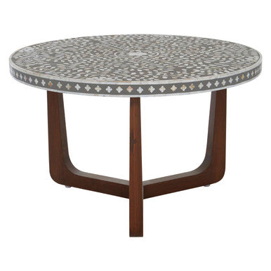 Orsina Fusion Round Mother of Pearl Floral Inlay Coffee Table