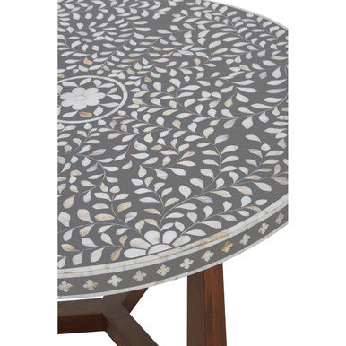 Orsina Fusion Round Mother of Pearl Floral Inlay Coffee Table