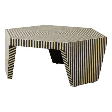 Orsina Fusion Hexagon Coffee Table – Striped Bone Inlay Black & White