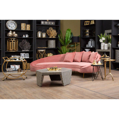 Orsina Fusion Hexagon Coffee Table – Striped Bone Inlay Black & White