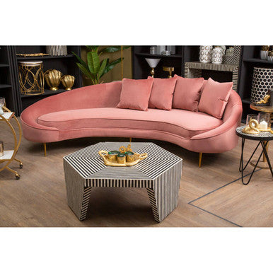 Orsina Fusion Hexagon Coffee Table – Striped Bone Inlay Black & White