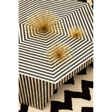 Orsina Fusion Hexagon Coffee Table – Striped Bone Inlay Black & White