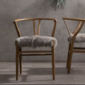 Orsina Hazel Oak Wood Dining Chair with Grey Natural Fur Seat