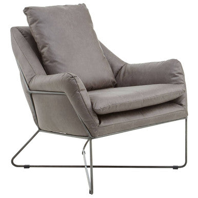 Orsina Hugo Grey Faux Leather Accent Chair | Modern Minimalist Seating