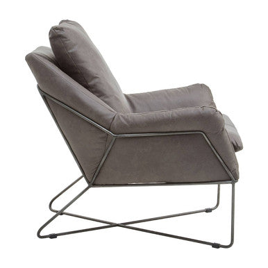 Orsina Hugo Grey Faux Leather Accent Chair | Modern Minimalist Seating