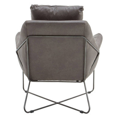 Orsina Hugo Grey Faux Leather Accent Chair | Modern Minimalist Seating