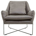 Orsina Hugo Grey Faux Leather Accent Chair | Modern Minimalist Seating