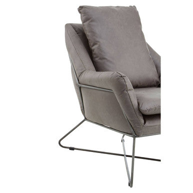 Orsina Hugo Grey Faux Leather Accent Chair | Modern Minimalist Seating