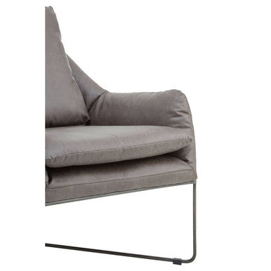 Orsina Hugo Grey Faux Leather Accent Chair | Modern Minimalist Seating