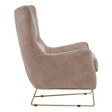 Orsina Henry Light Brown Faux Leather Armchair with Gold Iron Legs