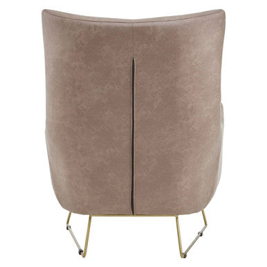 Orsina Henry Light Brown Faux Leather Armchair with Gold Iron Legs