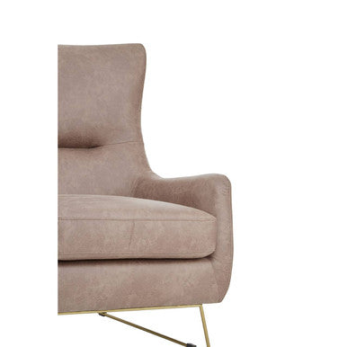 Orsina Henry Light Brown Faux Leather Armchair with Gold Iron Legs