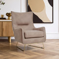 Orsina Henry Light Brown Faux Leather Armchair with Gold Iron Legs