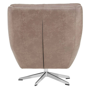 Orsina Harold Brown Faux Leather Swivel Chair | Tufted Accent Seat