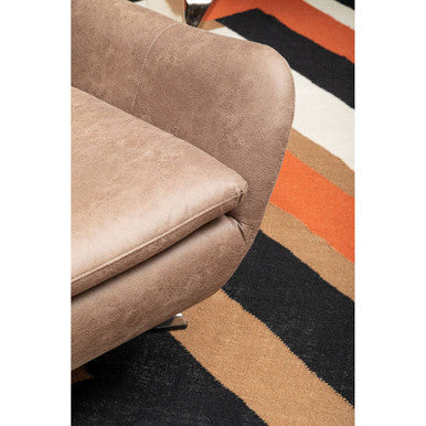 Orsina Harold Brown Faux Leather Swivel Chair | Tufted Accent Seat