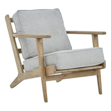 Orsina Harry Grey Linen Armchair | American Oak Frame Accent Chair