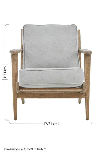 Orsina Harry Grey Linen Armchair | American Oak Frame Accent Chair