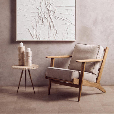 Orsina Harry Grey Linen Armchair | American Oak Frame Accent Chair