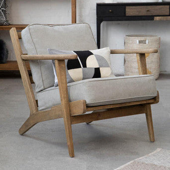 Orsina Harry Grey Linen Armchair | American Oak Frame Accent Chair