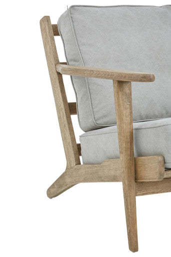 Orsina Harry Grey Linen Armchair | American Oak Frame Accent Chair
