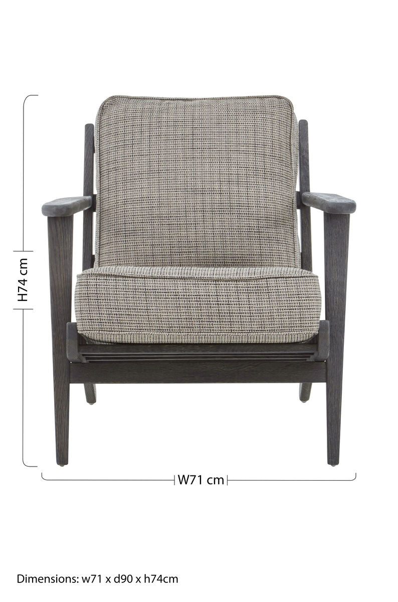 Orsina Hector Tweed Armchair – Black Oak Wood Frame Lounge Chair