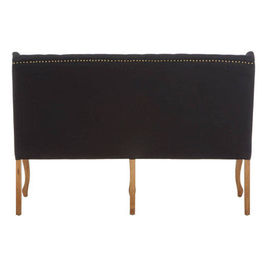 Orsina Harrison 2 Seater Black Linen Bench Sofa with Tufted Back