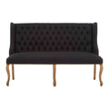 Orsina Harrison 2 Seater Black Linen Bench Sofa with Tufted Back