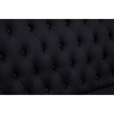 Orsina Harrison 2 Seater Black Linen Bench Sofa with Tufted Back