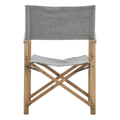 Orsina Hugh Grey Linen Directors Chair | Folding American Oak Seating