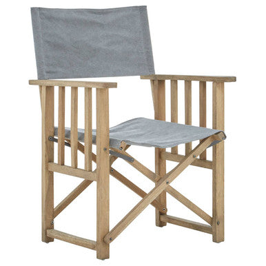 Orsina Hugh Grey Linen Directors Chair | Folding American Oak Seating