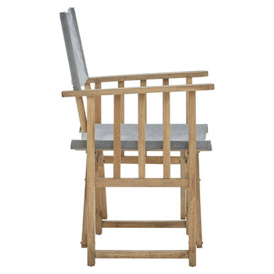 Orsina Hugh Grey Linen Directors Chair | Folding American Oak Seating