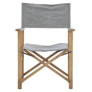 Orsina Hugh Grey Linen Directors Chair | Folding American Oak Seating