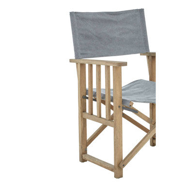 Orsina Hugh Grey Linen Directors Chair | Folding American Oak Seating