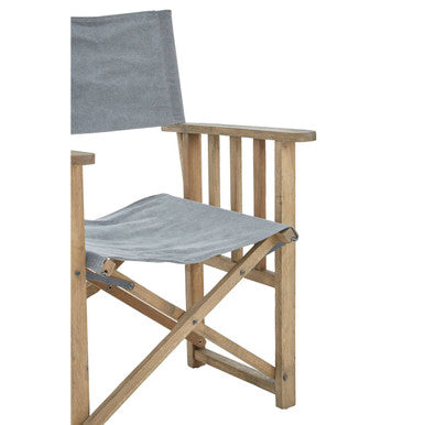 Orsina Hugh Grey Linen Directors Chair | Folding American Oak Seating