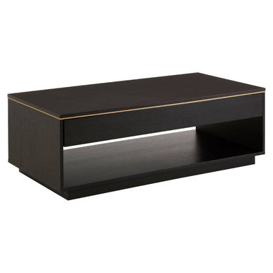 Orsina Diamond Black Oak Veneer Coffee Table with Gold Trim
