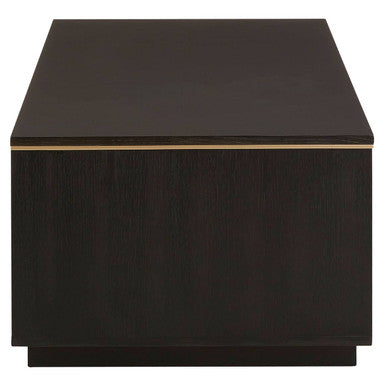 Orsina Diamond Black Oak Veneer Coffee Table with Gold Trim