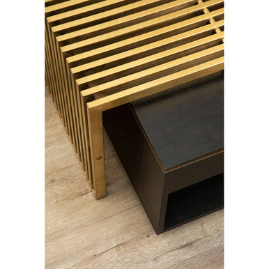 Orsina Diamond Black Oak Veneer Coffee Table with Gold Trim