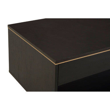 Orsina Diamond Black Oak Veneer Coffee Table with Gold Trim