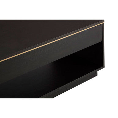 Orsina Diamond Black Oak Veneer Coffee Table with Gold Trim