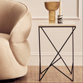 Orsina Shalimar White Marble Square Side Table | Black Metal Base