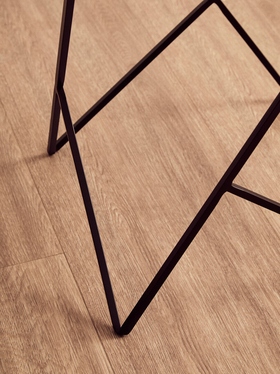 Orsina Shalimar White Marble Square Side Table | Black Metal Base