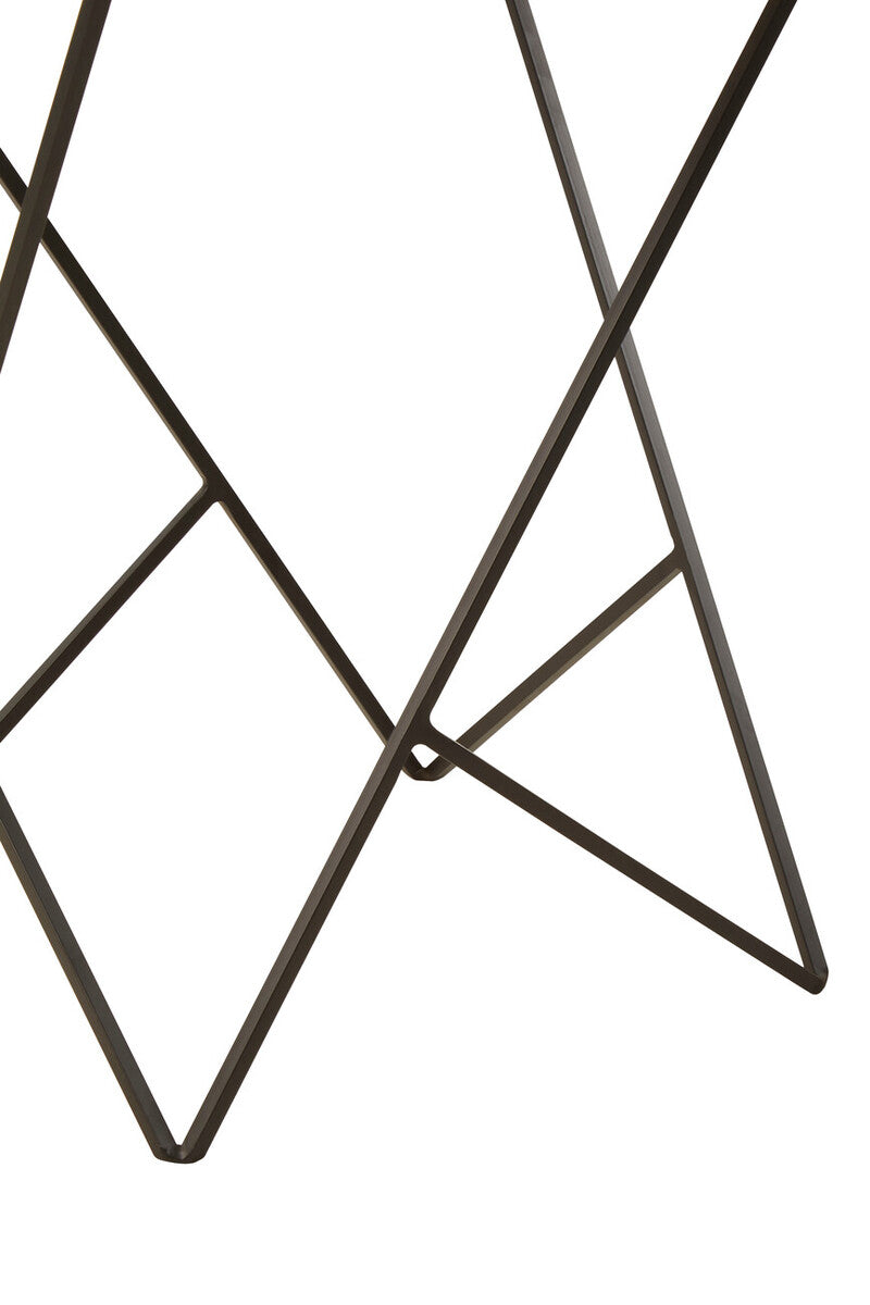 Orsina Shalimar White Marble Square Side Table | Black Metal Base