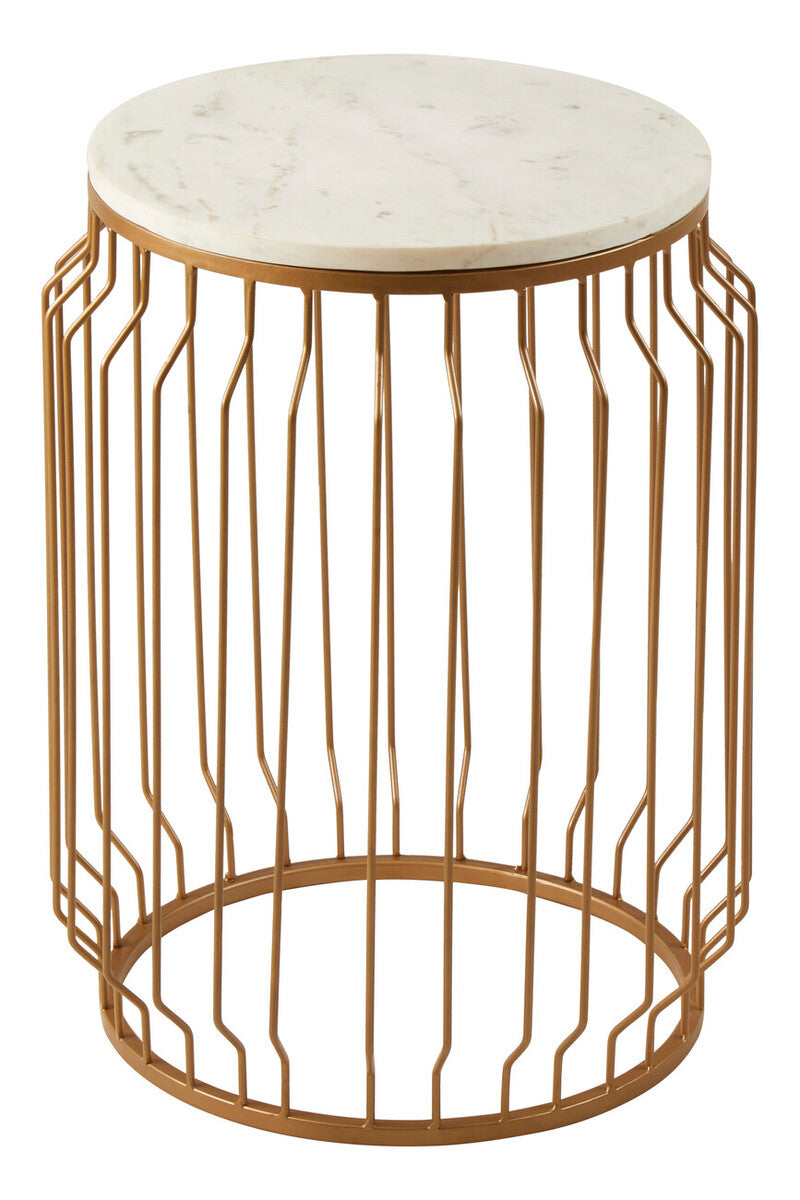 Orsina Shalimar Round Marble Side Table – Gold Wireframe Base