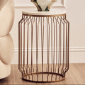 Orsina Shalimar Round Marble Side Table – Gold Wireframe Base