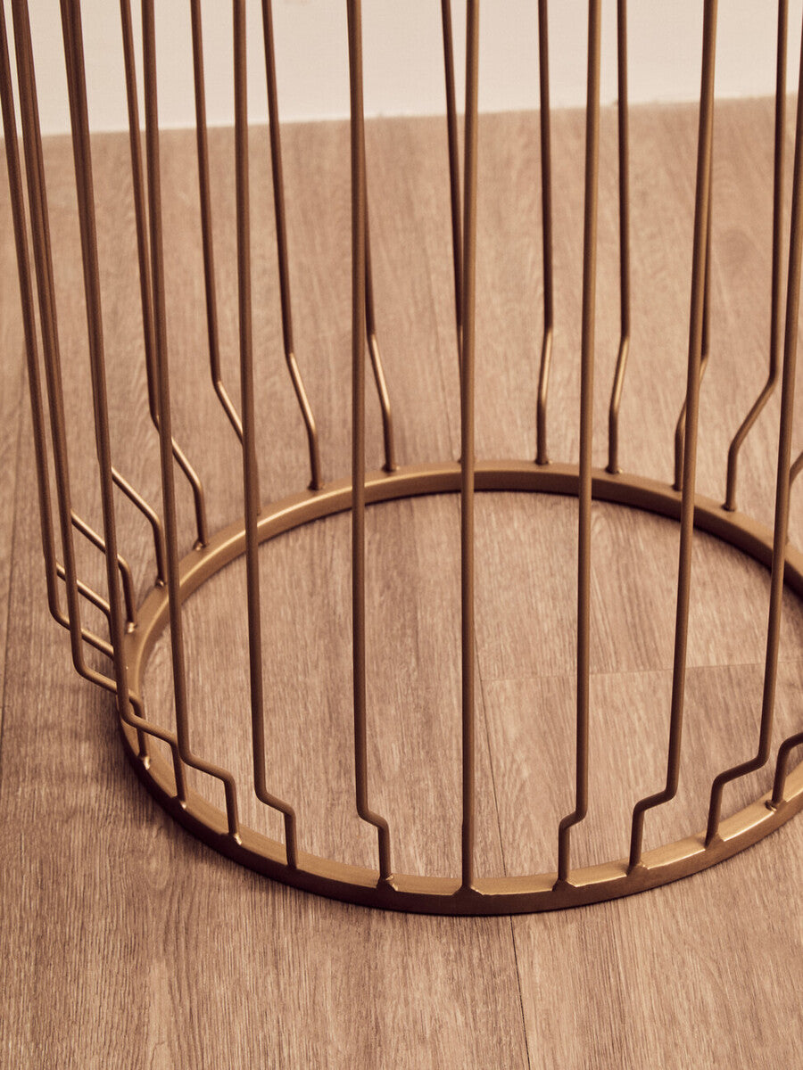Orsina Shalimar Round Marble Side Table – Gold Wireframe Base