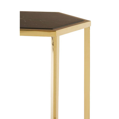 Orsina Hexagon Marble End Table – 2-Tier Gold Stainless Steel Frame