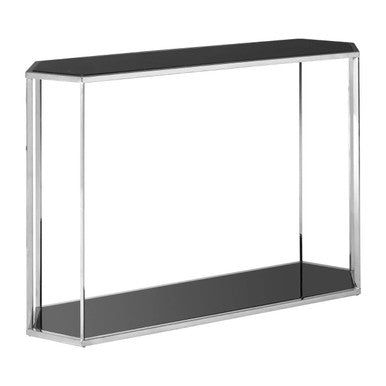Orsina Piermount Black Marble Console Table – Silver Stainless Steel